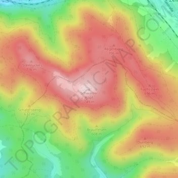 Mappa topografica Schwarzer Kopf, altitudine, rilievo