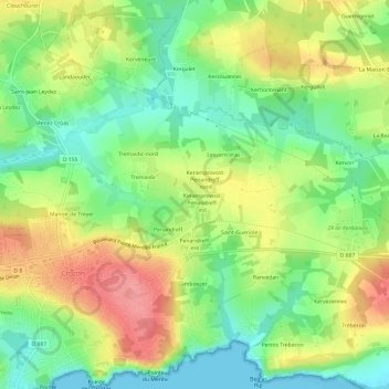 Mappa topografica Keramprovost, altitudine, rilievo