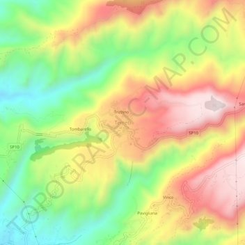Mappa topografica Terreti, altitudine, rilievo