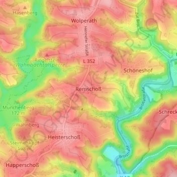 Mappa topografica Remschoß, altitudine, rilievo