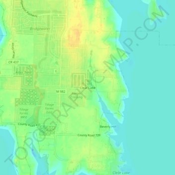 Mappa topografica Clear Lake, altitudine, rilievo