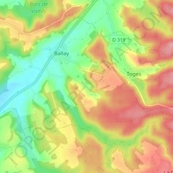 Mappa topografica La Noue Adam, altitudine, rilievo