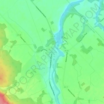Mappa topografica Pakenham, altitudine, rilievo