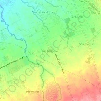 Mappa topografica San Isidro Sur, altitudine, rilievo