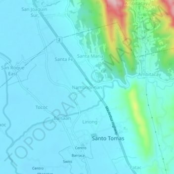 Mappa topografica Namboongan, altitudine, rilievo
