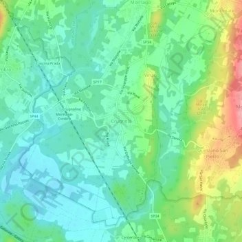 Mappa topografica Crugnola, altitudine, rilievo