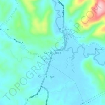 Mappa topografica Canda Ibaba, altitudine, rilievo