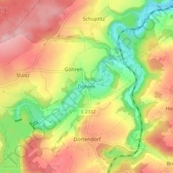 Mappa topografica Döhlen, altitudine, rilievo