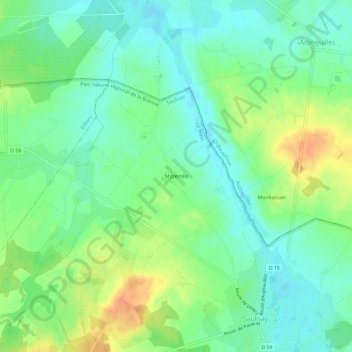 Mappa topografica Mazerolle, altitudine, rilievo