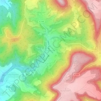 Mappa topografica Zillhausen, altitudine, rilievo