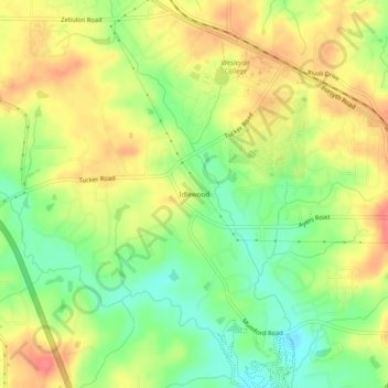 Mappa topografica Idlewood, altitudine, rilievo