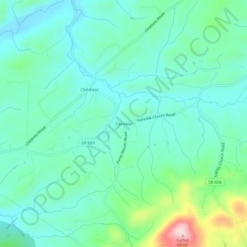Mappa topografica Fairview, altitudine, rilievo