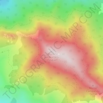 Mappa topografica Monte Sambuchetti, altitudine, rilievo