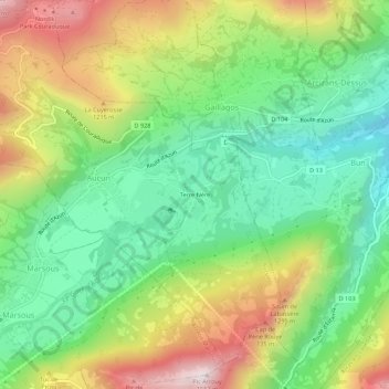 Mappa topografica Terre Nère, altitudine, rilievo