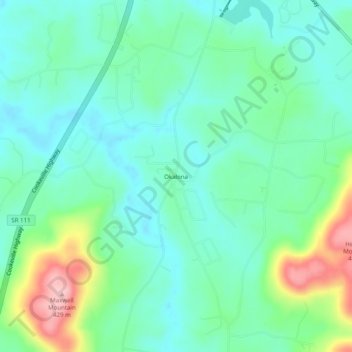 Mappa topografica Okalona, altitudine, rilievo