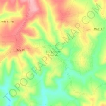 Mappa topografica São José de Almeida, altitudine, rilievo