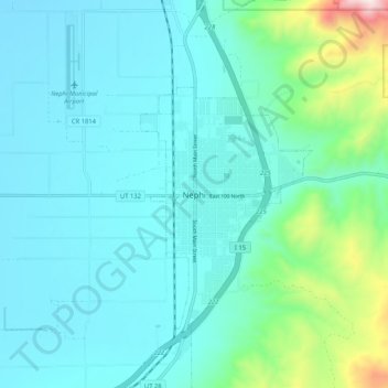 Mappa topografica Nephi, altitudine, rilievo