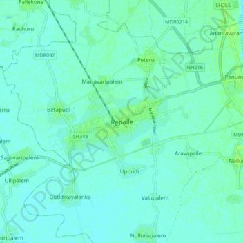 Mappa topografica Repalle, altitudine, rilievo