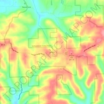 Mappa topografica Lanam, altitudine, rilievo