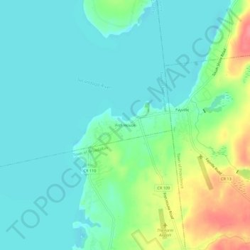 Mappa topografica Fish House, altitudine, rilievo