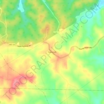 Mappa topografica Garwood, altitudine, rilievo