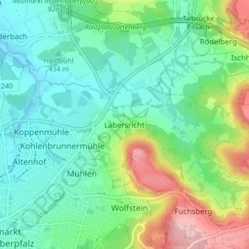 Mappa topografica Labersricht, altitudine, rilievo