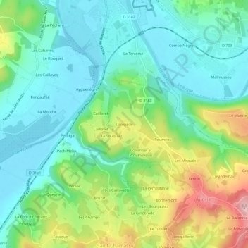Mappa topografica Lacépède, altitudine, rilievo