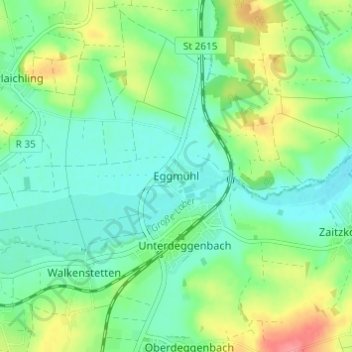 Mappa topografica Eggmühl, altitudine, rilievo