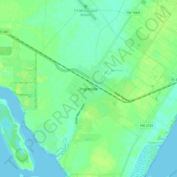 Mappa topografica Ingleside, altitudine, rilievo