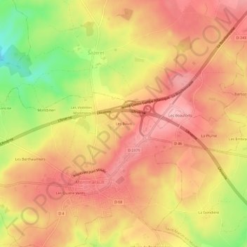 Mappa topografica Les Bouis, altitudine, rilievo