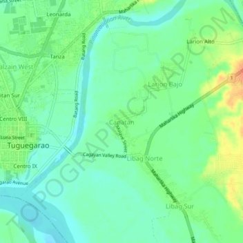Mappa topografica Capatan, altitudine, rilievo