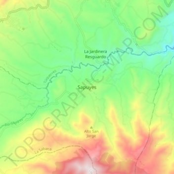 Mappa topografica Sapuyes, altitudine, rilievo