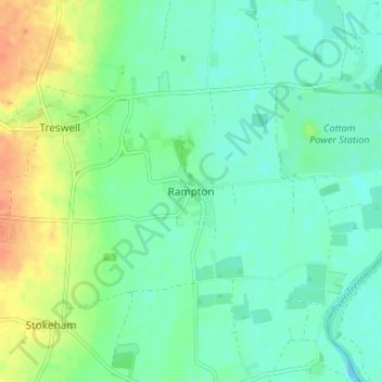 Mappa topografica Rampton, altitudine, rilievo