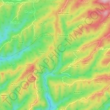 Mappa topografica Barota, altitudine, rilievo
