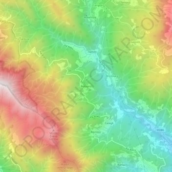 Mappa topografica Belpiano, altitudine, rilievo