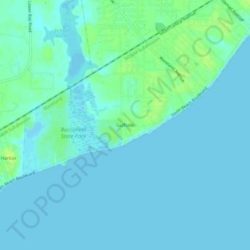 Mappa topografica Gulfside, altitudine, rilievo