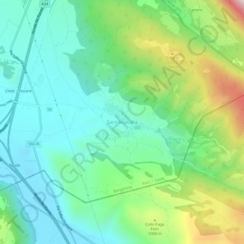 Mappa topografica Sant'Anatolia, altitudine, rilievo