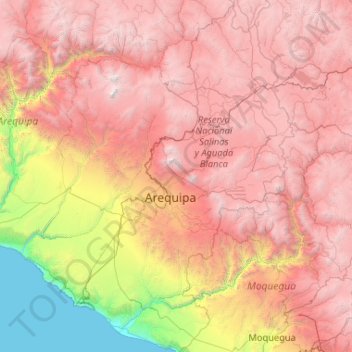 Mappa topografica Provincia de Arequipa, altitudine, rilievo