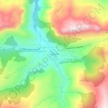 Mappa topografica Quintanilla, altitudine, rilievo