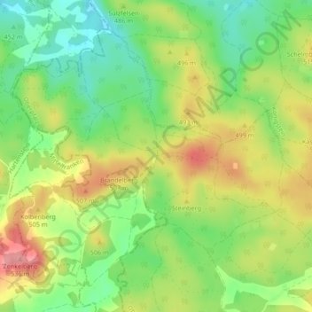 Mappa topografica Rinnenbrunn, altitudine, rilievo