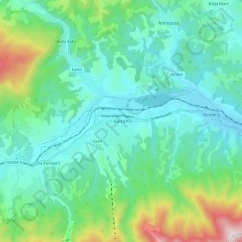 Mappa topografica Vulcan, altitudine, rilievo