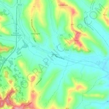Mappa topografica Bettola, altitudine, rilievo