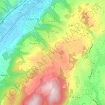Mappa topografica Longet, altitudine, rilievo