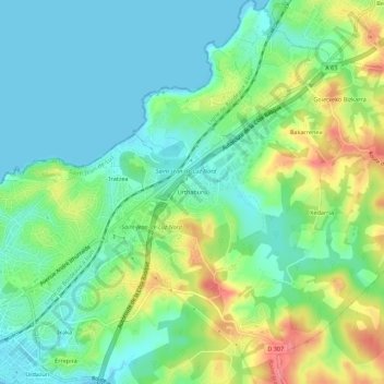 Mappa topografica Urthaburu, altitudine, rilievo