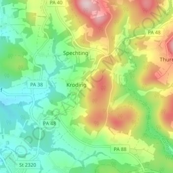 Mappa topografica Neureuth, altitudine, rilievo