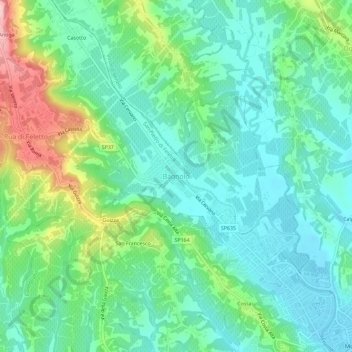 Mappa topografica Bagnolo, altitudine, rilievo