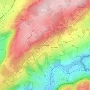 Mappa topografica Cernembert, altitudine, rilievo
