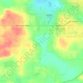 Mappa topografica Waterloo Marsh, altitudine, rilievo