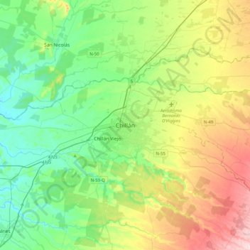 Mappa topografica Chillán, altitudine, rilievo