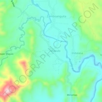Mappa topografica Tuburan, altitudine, rilievo
